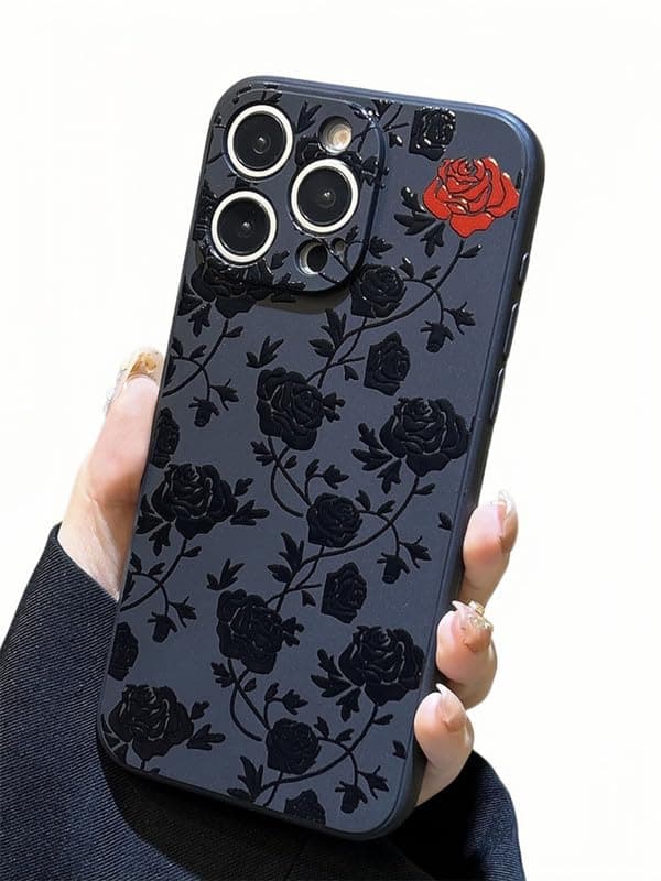 TUBOJPP Compatible for iPhone 11 Pro Max Case,Cute Beautiful Flower Pattern Soft Silicone Cover Shockproof Protective 11 Pro Max iPhone Case for Girls Women(11PM-Rose)