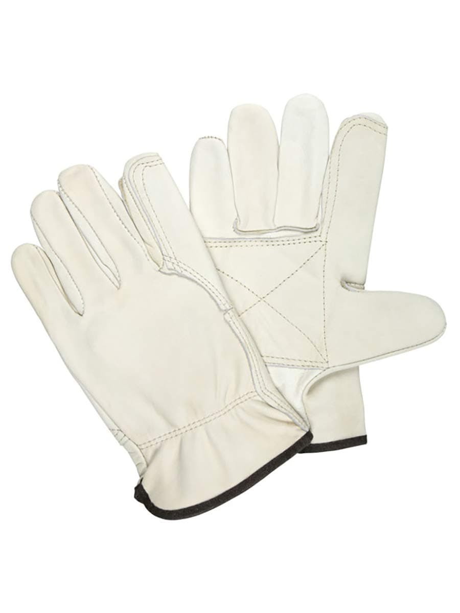 MCR Safety 32113DPM Driver Glove, Double Palm, Wing Thumb, M, White (Pack of 12)