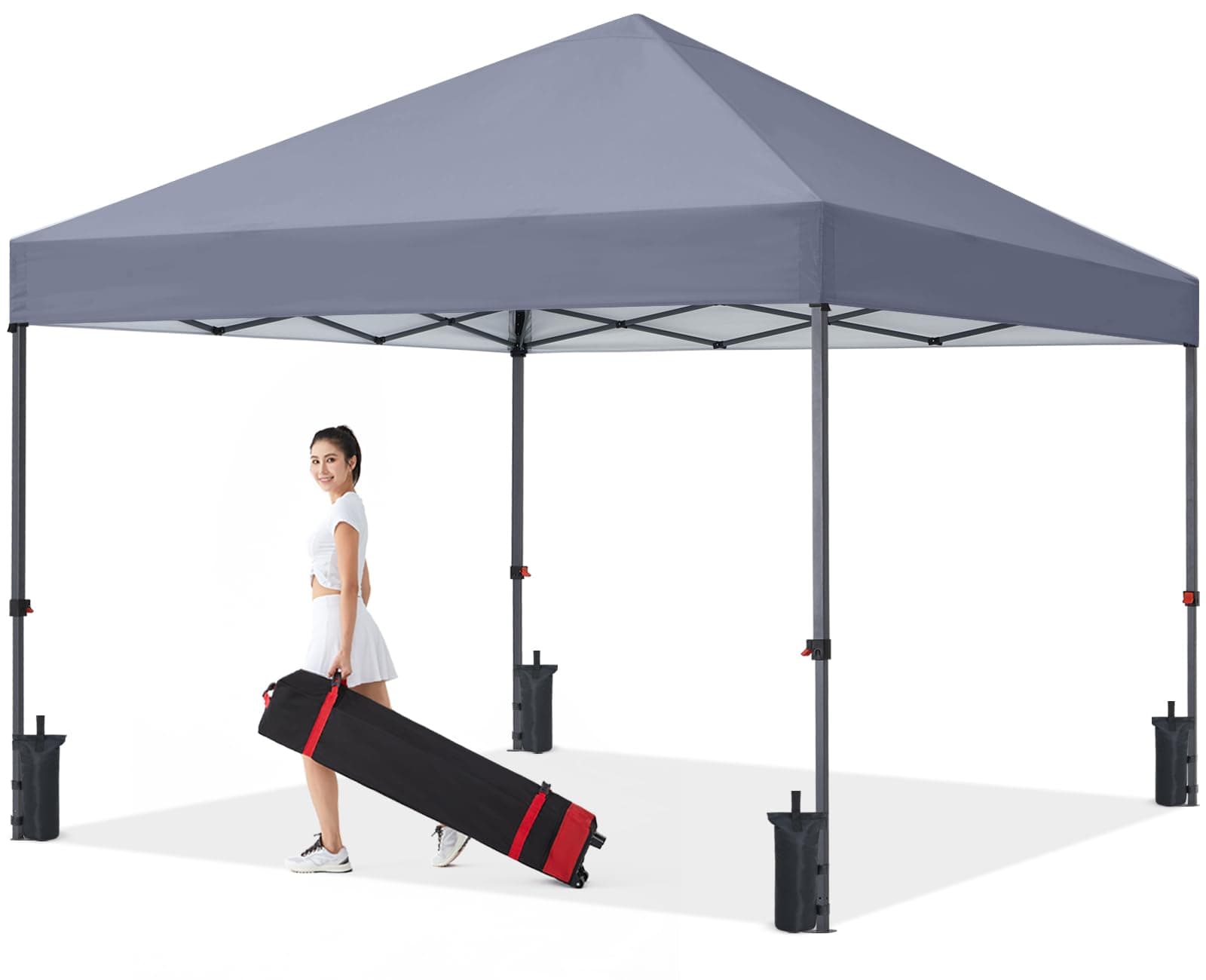 COOSHADE Durable Easy Pop Up Canopy Tent with Roller Bag, 8x8, Grey