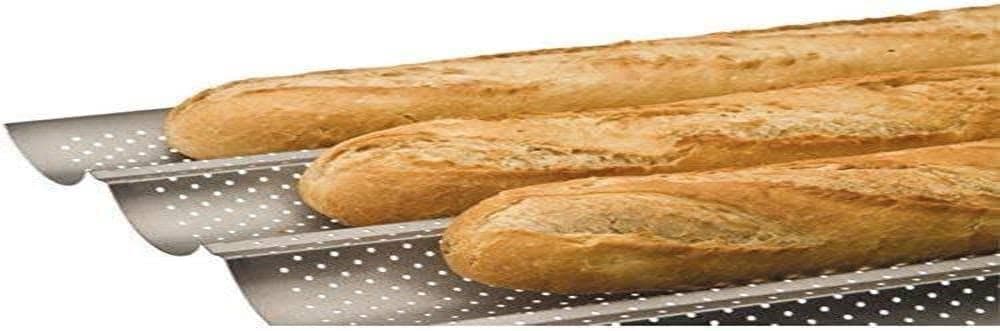 IBILI Non-Stick French Baguette Pan, Bread Baking Pan Carbon Steel Perforated Mold for Baking 4 Loaves - Made in Spain - 38cm x 33cm / 15" x 13" Inches