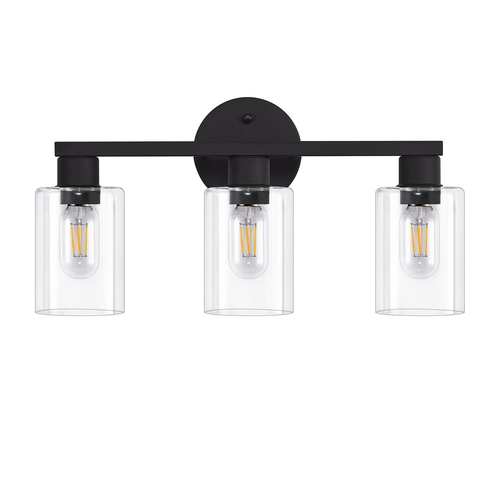 DIDUIO Vanity Lights for Bathroom Matte Black 3-Light Bathroom Vanity Light