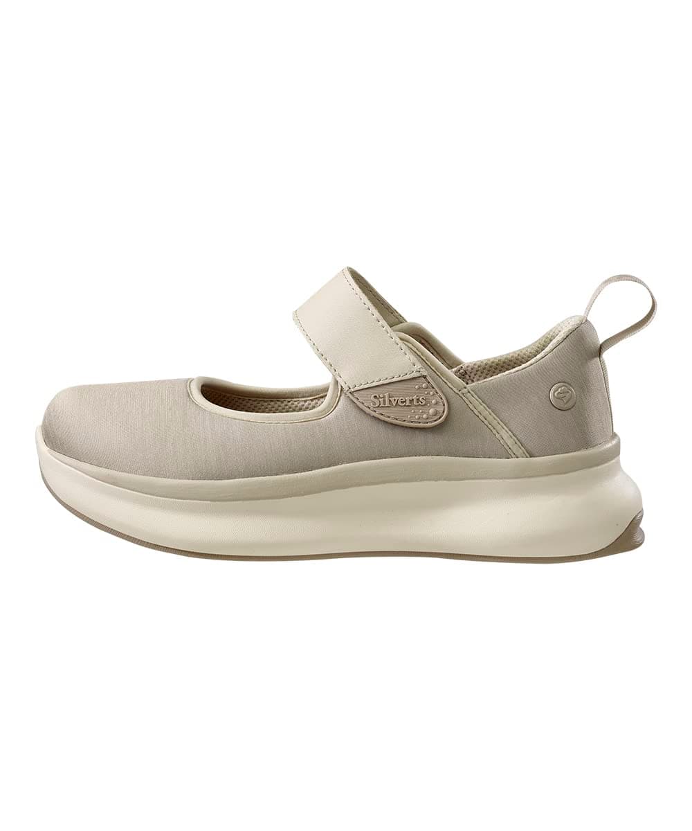 Silvert's Adaptive Clothing & Footwear Women’s Extra Wide Mary Jane Walking Shoes with Easy Touch - Oatmeal 9.5