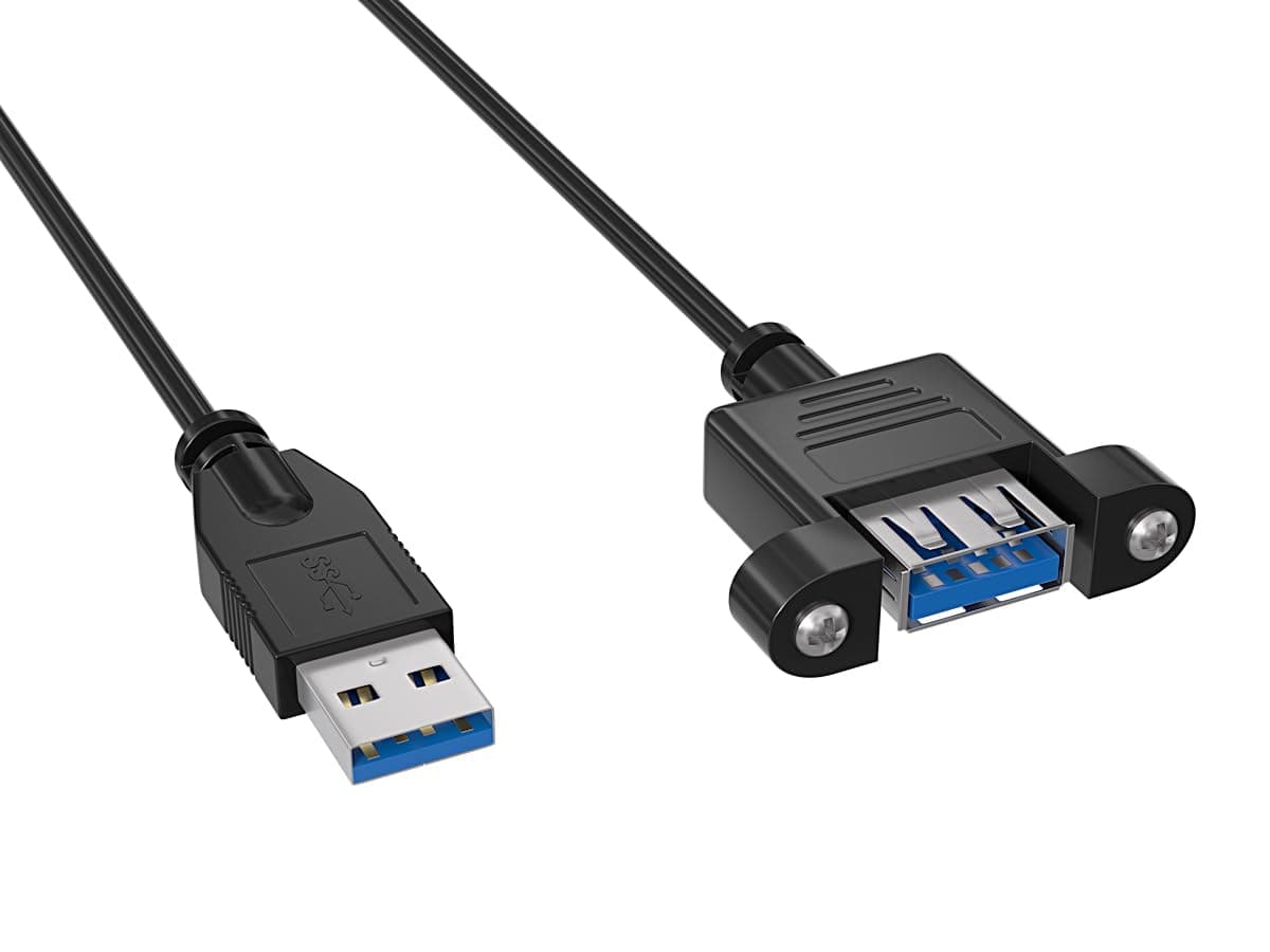 Cable Leader 3ft USB 3.0 Panel-Mount Type A Male to Type A Female Cable