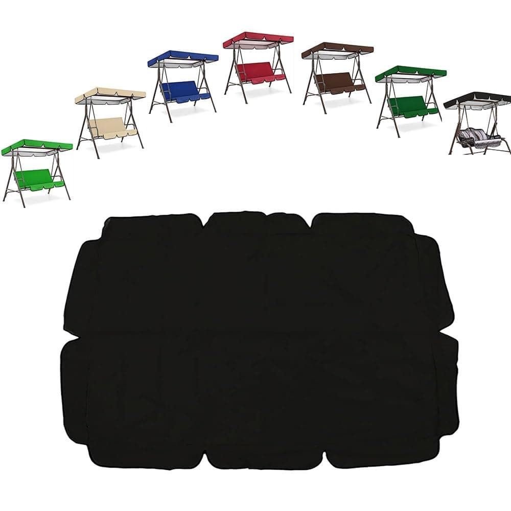 65"×44" 55"×47" 75"×52" 77"×49" Porch Swing Canopy Waterproof Replacement Top Cover, Sun Shade Awning Cover for Outdoor Garden Patio Yard(Black,66x45in-164x114cm)