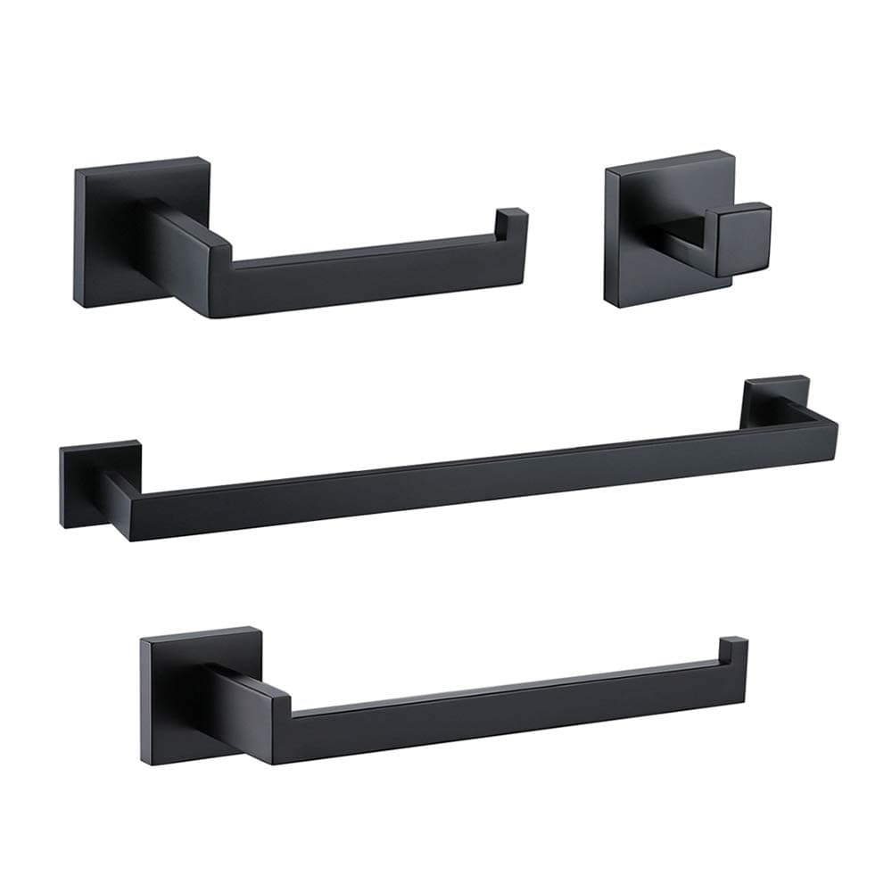 TURS 4 Pieces Bathroom Hardware Accessories Set Matte Black Towel Bar Set,Wall Mounted,Premium Stainless Steel.Q7BKP4-40CM