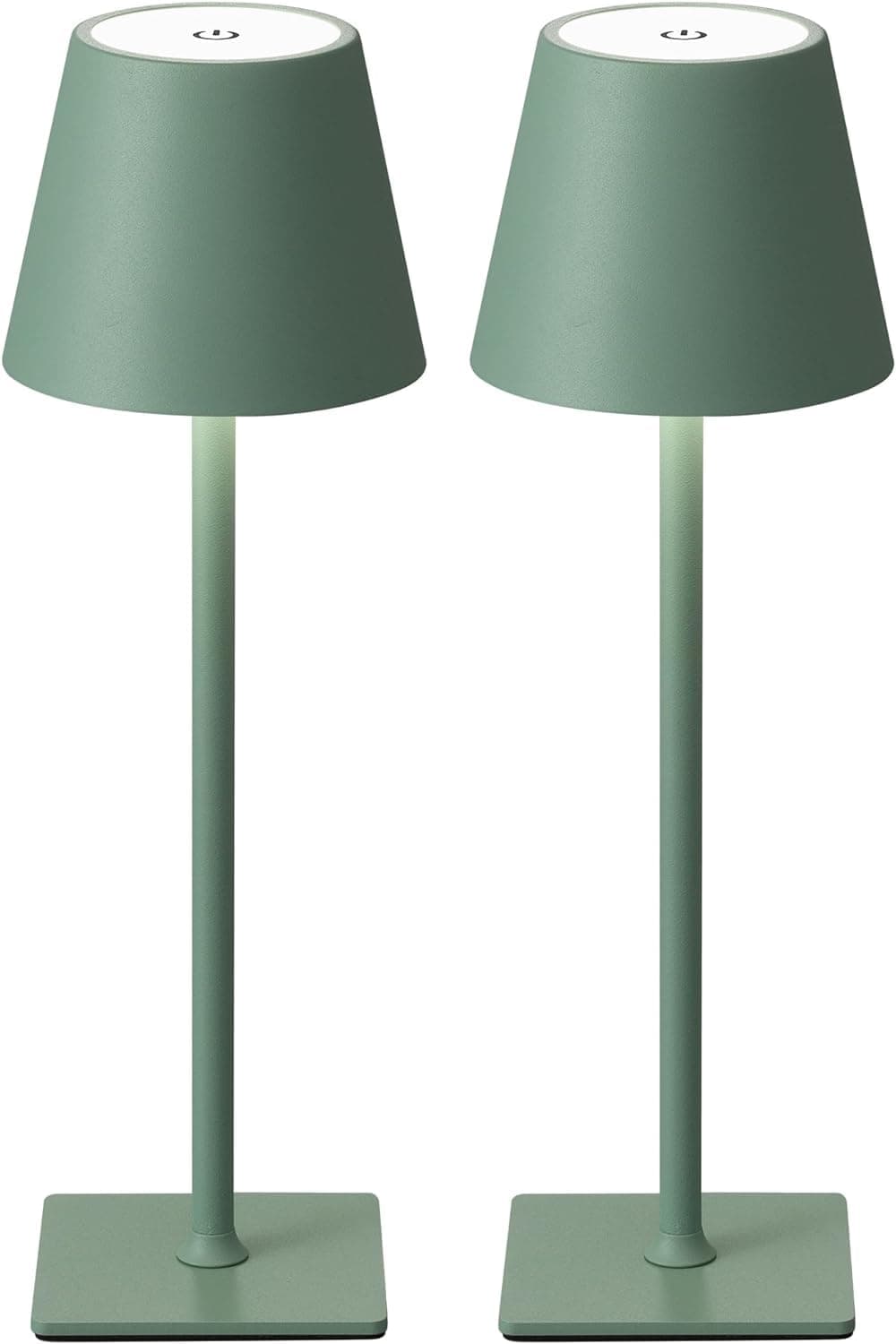 Ophouliy Set of 2 Cordless Table Lamps, LED Rechargeable Battery Operated Desk Lamps with 3 Color Stepless Dimmable, IP54 Waterproof Portable for Outdoor Patio Bar Restaurants Bedroom Bedside (Green)