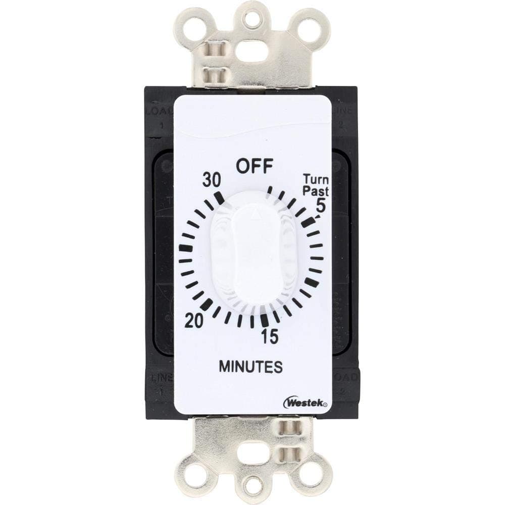 Westek TMSW30MW Hardwire Indoor in-Wall 30 Minute Mechanical Countdown Timer, White