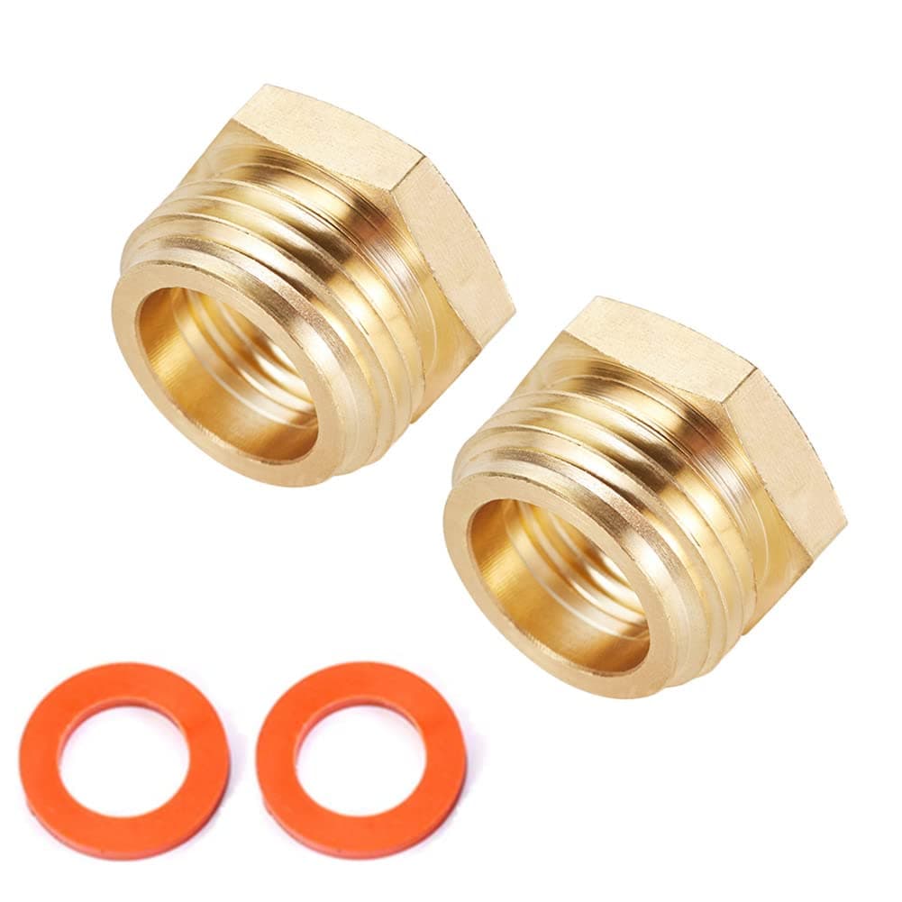 Kbrotech Brass Garden Hose Adapter, 3/4”GHT Male x 1/2”NPT Female Connector,GHT to NPT Adapter Brass Fitting,Brass Garden Hose to Pipe Fittings Connect 2pcs