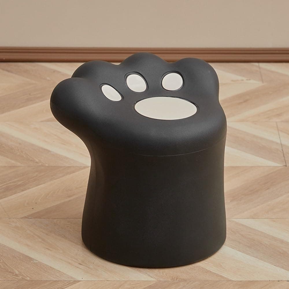 Modern Cat Paw Stool Chair, Small Ottoman Foot Rest, Sofa Table Stools for Decor, Vanity Chair, Accent Chair for Living Room Bedroom Dorm(Black)