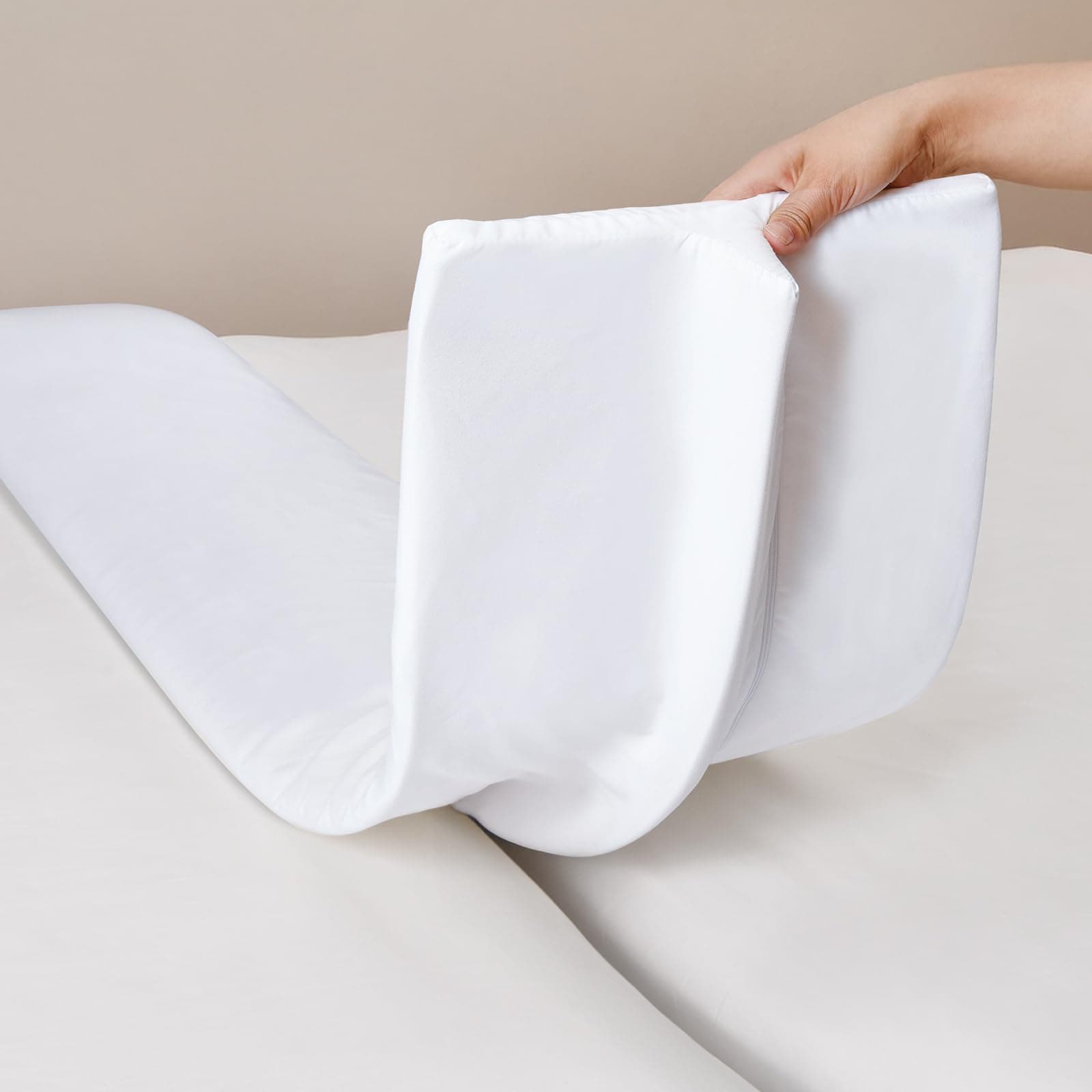 Selectico 12" Extra Wide Split King Gap Filler for Adjustable Bed, Bed Bridge Twin to King Converter with Washable Cover, Close The Gap (0-1.5"),White