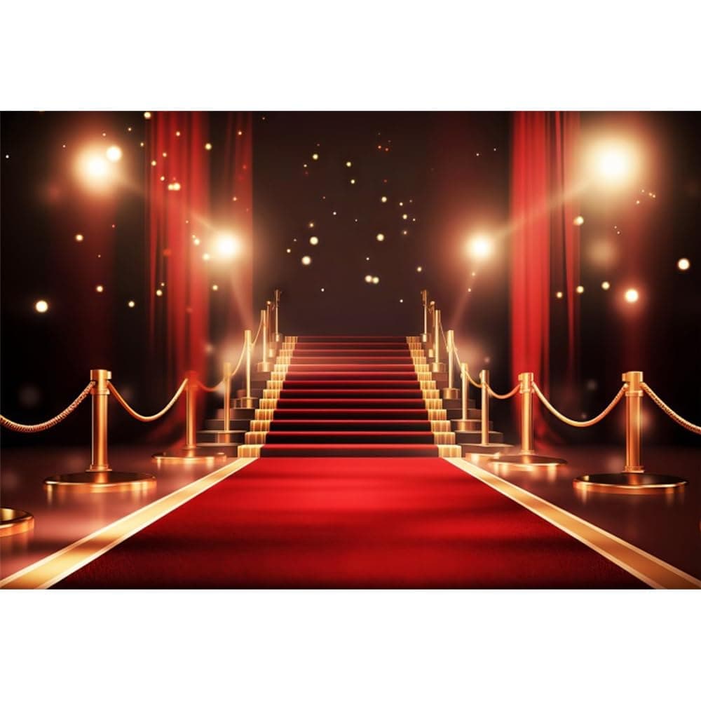 Yeele 15x10ft Red Carpet Backdrop Movie Night Award Ceremony Fashion Show Stage VIP Photography Background for Red Carpet Theme Birthday Graduation Dance Event Party Supply Portrait Photo Shoot Prop