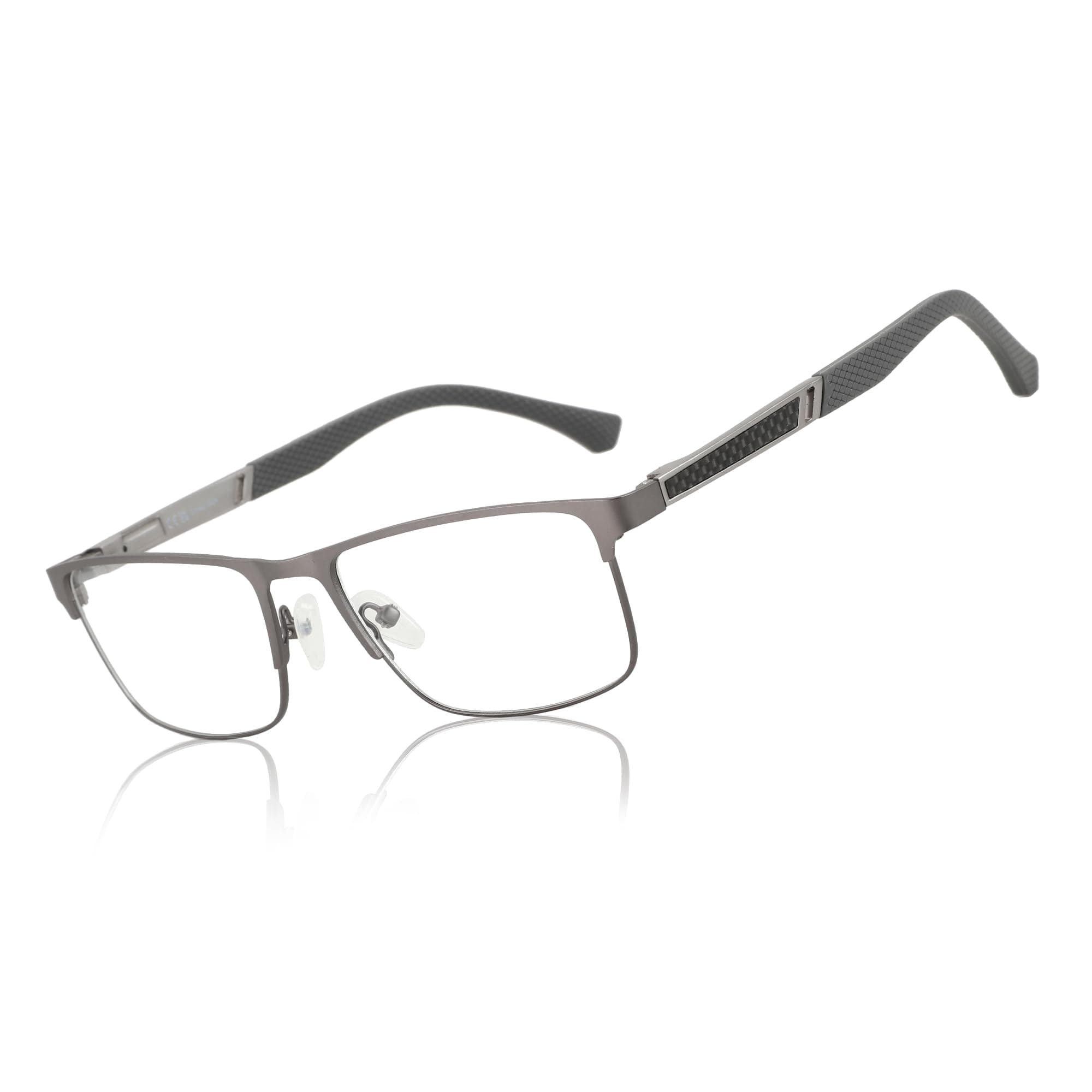 ZENOTTIC Blue Light Glasses Men : Black Reading Glasses Men - Square Frame Computer Glasses - Anti Glare Metal Readers - Elderly in Online Courses (Gray,3.00x)