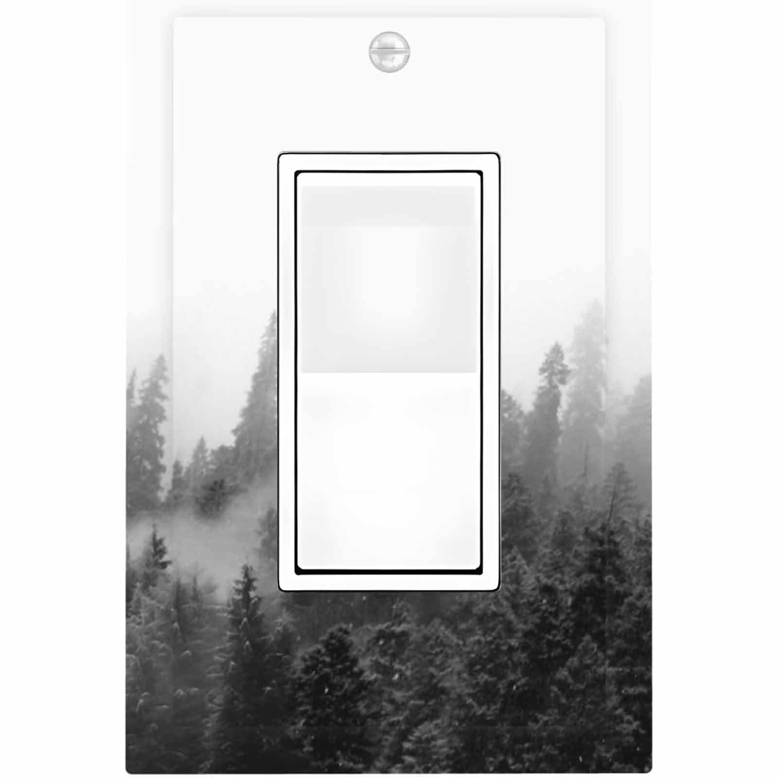 Ihsourgnitnem Decorative Outlet Covers Fores Black White Landscape Misty Woods 1 Gang Single Rocker Light Switch Cover Plate Wall Plates Gfci Faceplate For Farmhouse Cabin Decor