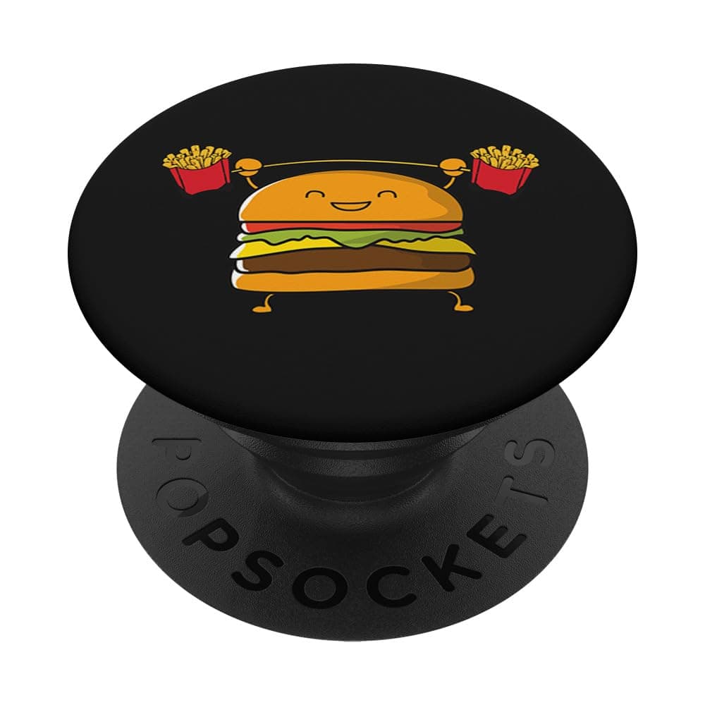 Burger Fries Funny Food Snatch Squat Barbell Weight PopSockets Adhesive PopGrip