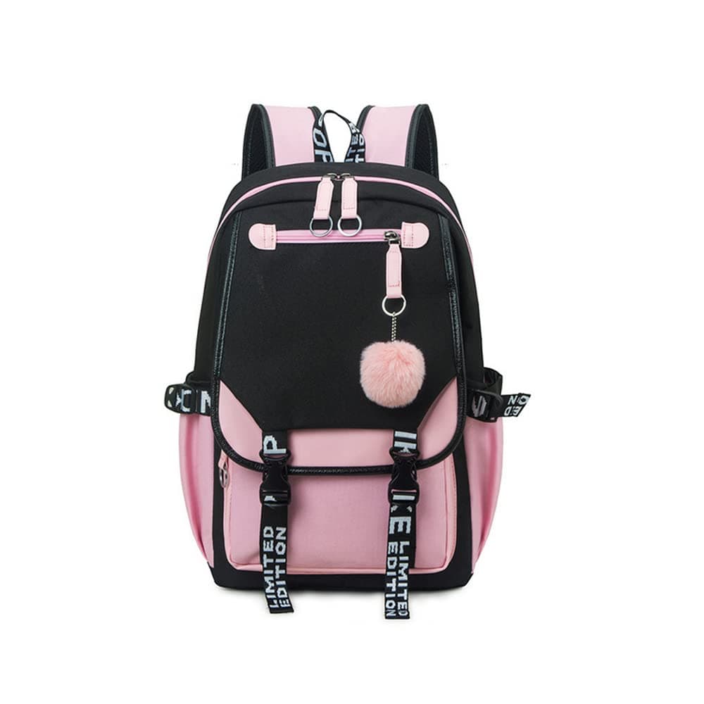 Kids Backpacks For Teen Girls With USB Port, cute pink backpack Can Hold 15.6in Notebook,Tablets.Girls Backpack Can Be Used As Gift for Students Or Friends.(Pink )
