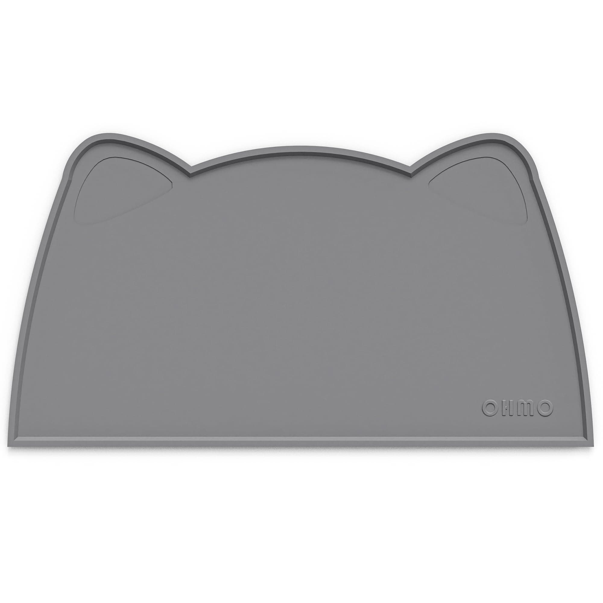 OHMO Cat Food Mat, 52x30cm Silicone Pet Feeding Mat, Dark Grey