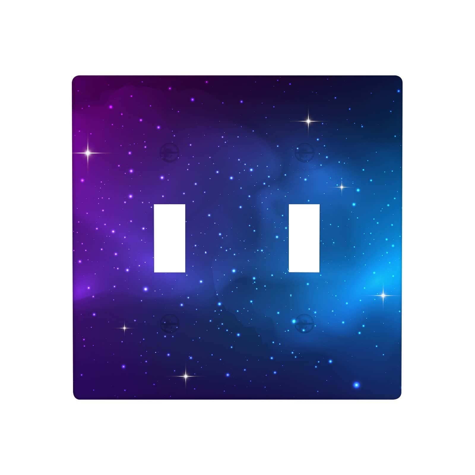Sparkly Star 2 Gang Light Switch Plate, Starry Cosmos Nebula Purple Galaxy Double Toggle Wall Plate Cover Decorative Electrical Switchplate for Kitchen Bathroom Home Art Wall Panel Decor Faceplate