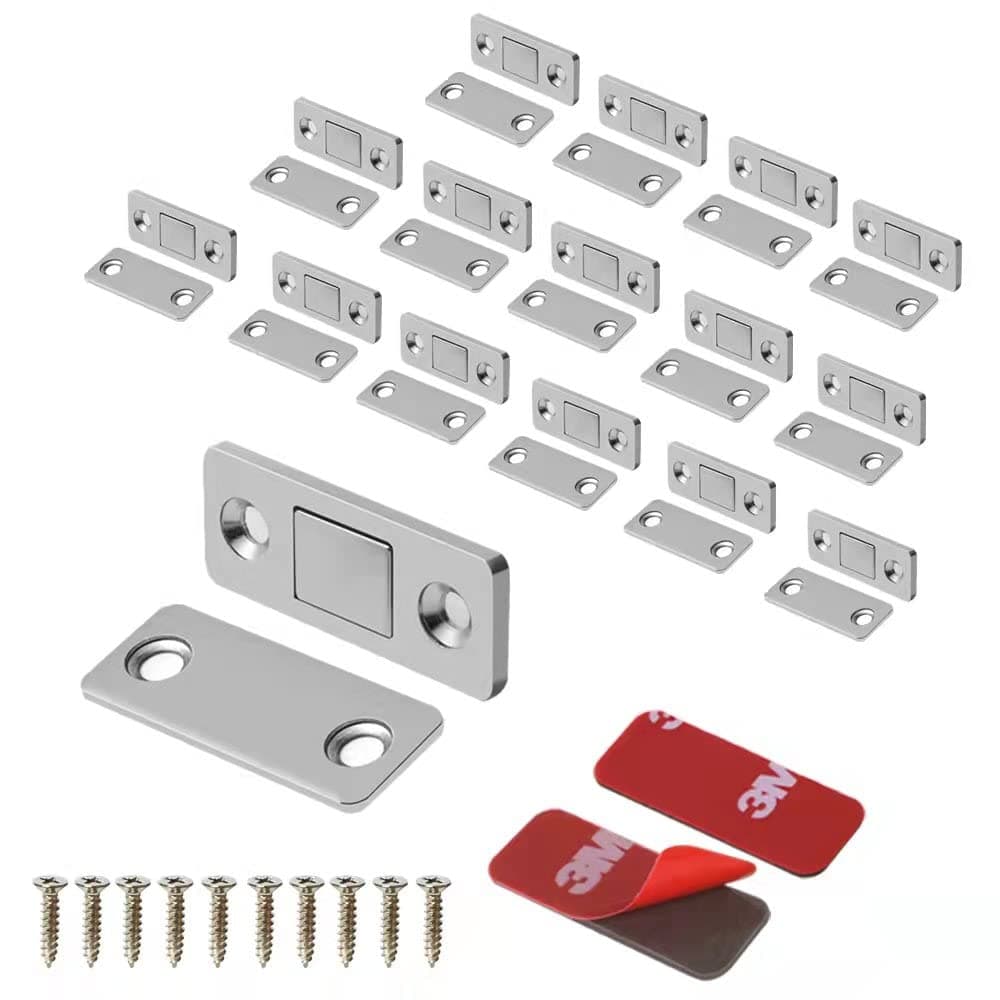 Mousike Magnetic Door Catch Ultra Thin Cabinet Magnets Stainless Steel Drawer Magnet Catch for Sliding Door Closure Kitchen Cabinet Cupboard Closet Closer (16 Pack)
