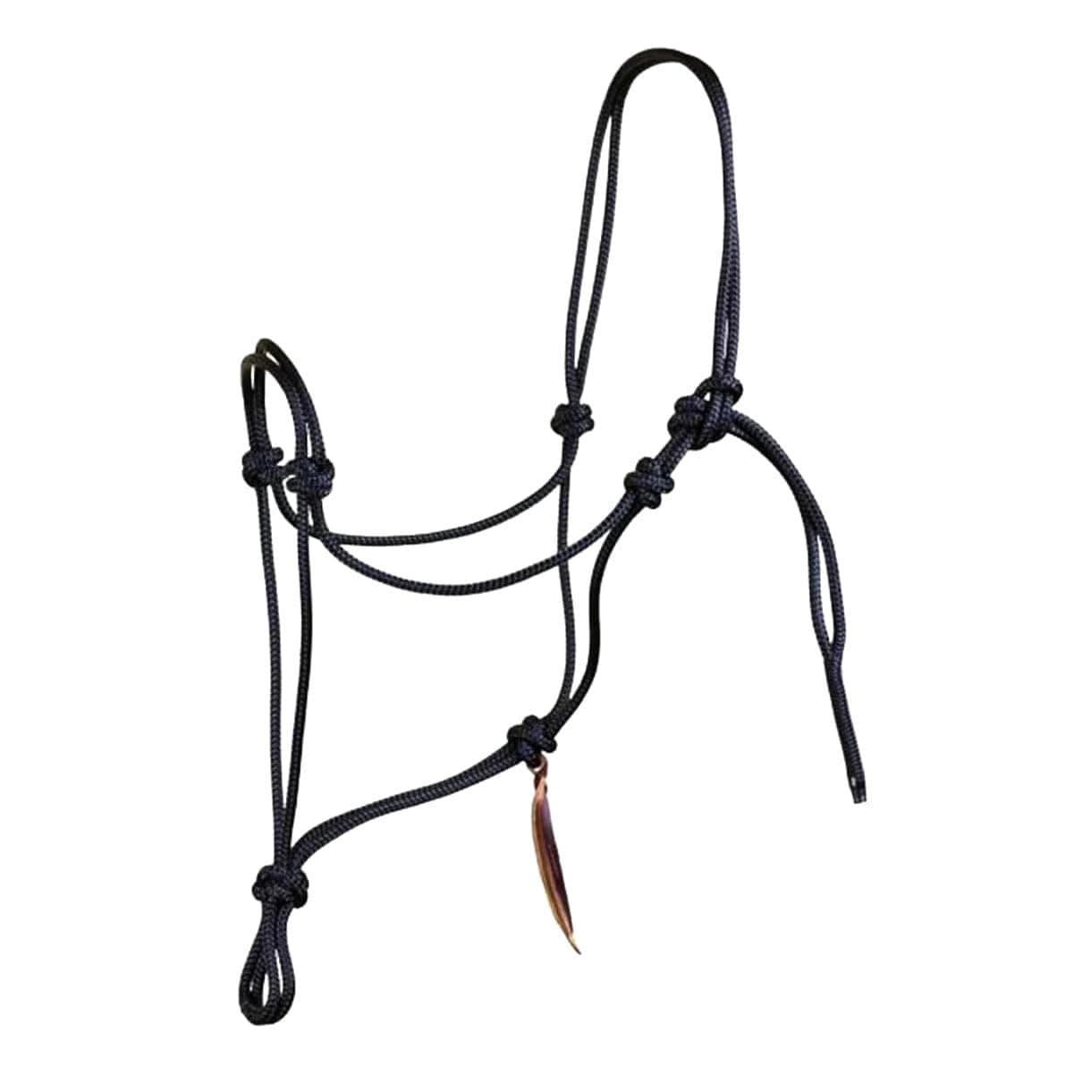 Parelli Horseman's Strong Lightweight Simple Knots Everyday Use UV Resistant Thin Smooth Yachting Braid Polyester Horse Rope Halter with Leather Poppers, Large/Warmblood, Black