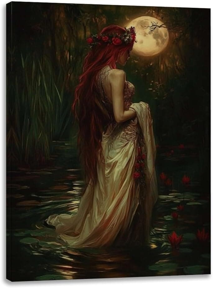 Lilith Wall Art, Dark Aesthetic Feminine Art Lilith Poster Aesthetic Artwork Print Ready to Hang for Modern Home Decor and Wall Decoration (12x18 inch,Framed)