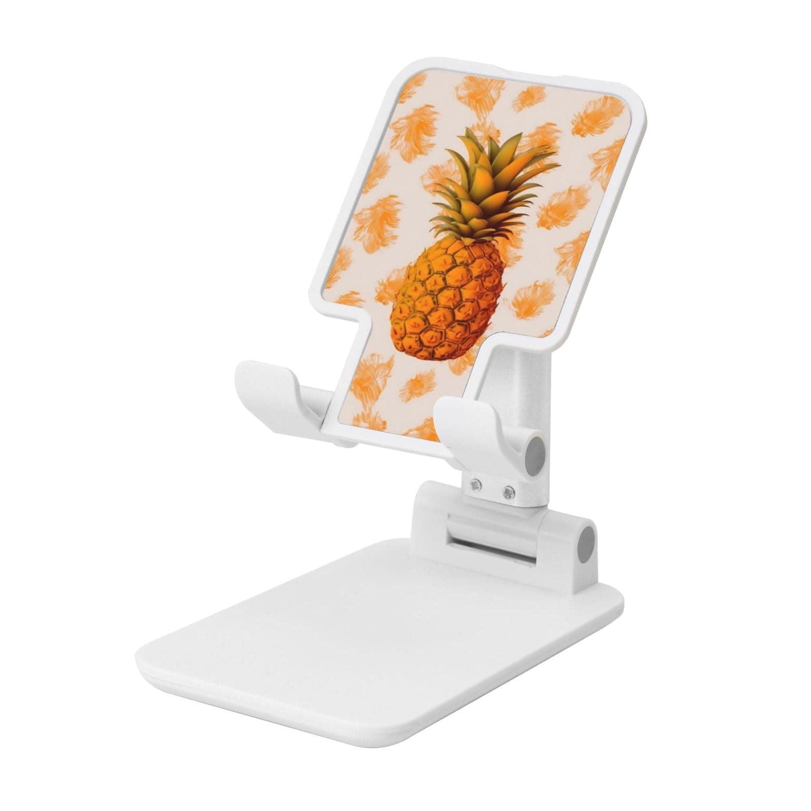 FZQVSLCM Bright Orange Pineapple Cell Phone Stand for Desk Angle Height Adjustable Cell Phone Holder Folding Desktop Phone Stand Portable Cellphone Cradle Desktop Dock Compatible with All Phones