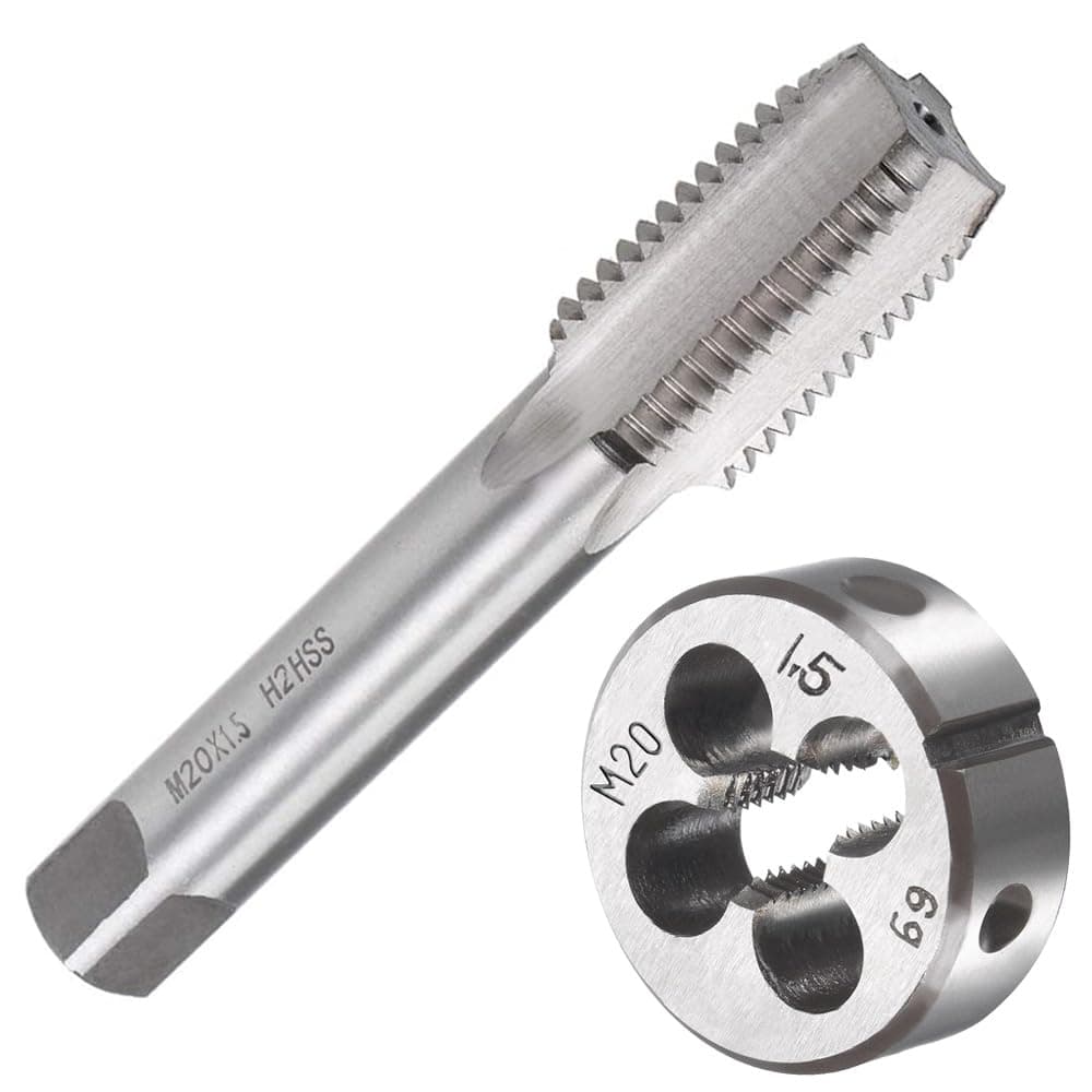 Saipe M20 X 1.5 Metric Tap and Die Set M20 X 1.5mm HSS Straight Fluted Machine Thread Right Hand Screw Tap and Round Threading Die