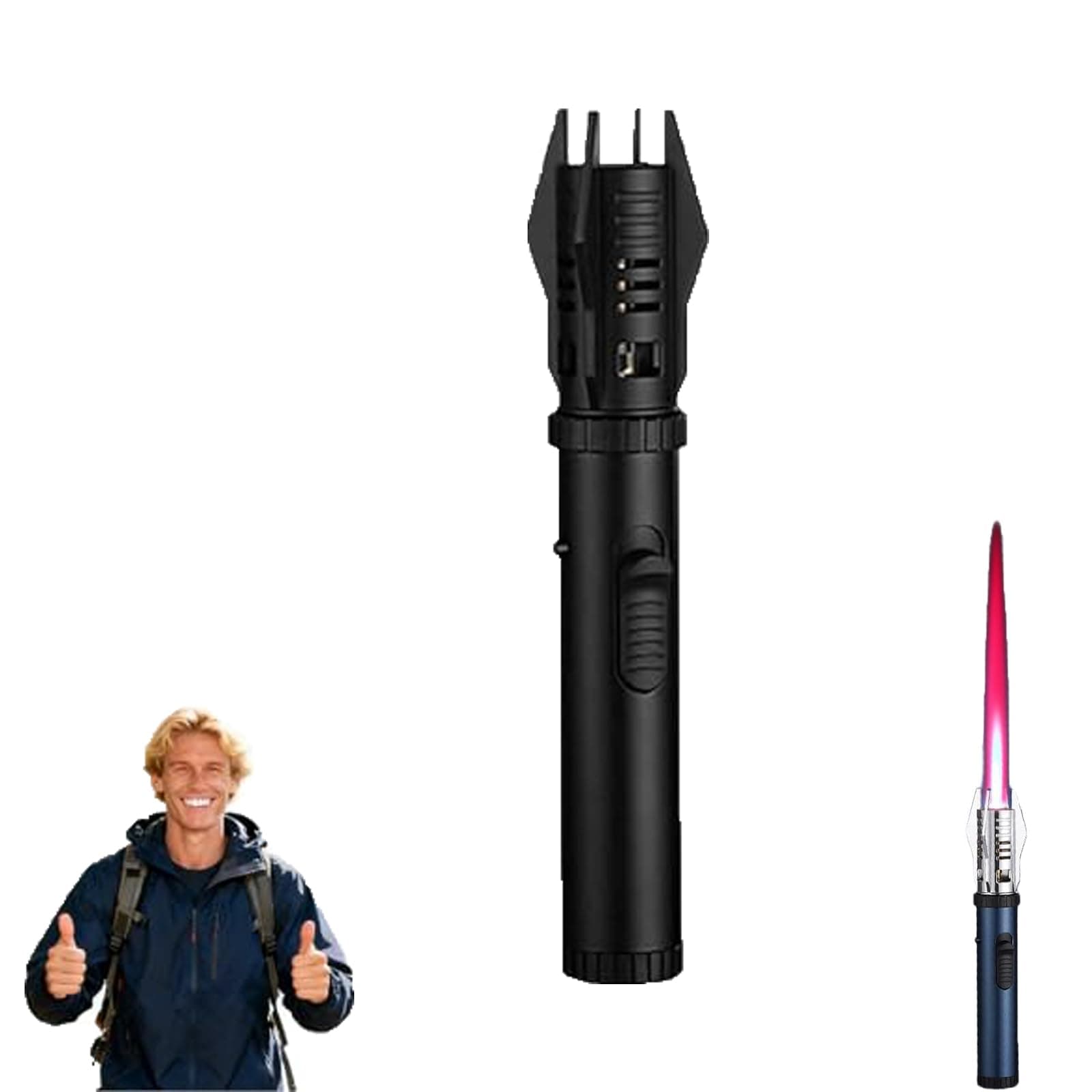 Torch Lighter, with Safety Lock & 360° Inverted Ignition, Refillable Butane Gas Lighter, High-Heat Outdoor Flame for Camping, BBQ, Baking, Campfire, Outdoor Cooking