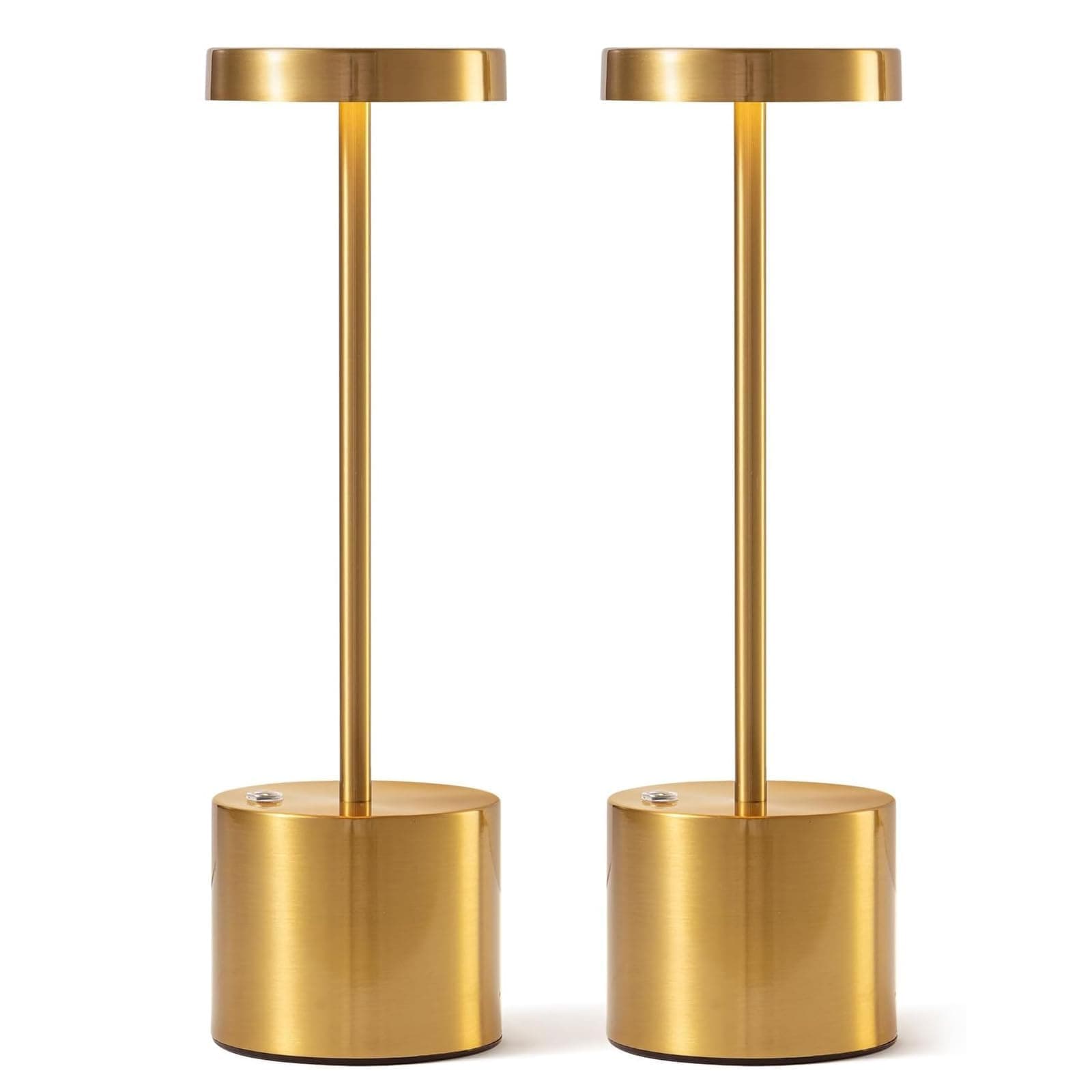 Ophouliy 2 Pack Brushed Gold Cordless Table Lamps Rechargeable, 5000mAh Battery Operated LED Touch Lamp, Portable Wireless IP54 Waterproof Table Light for Outdoor Patio Bar Restaurants Bedroom Bedside