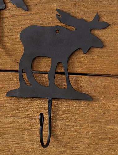 BLACK FOREST DECOR Moose Iron Hook, Set of 2, Wall Hooks, 4 1/2" W x 6" H