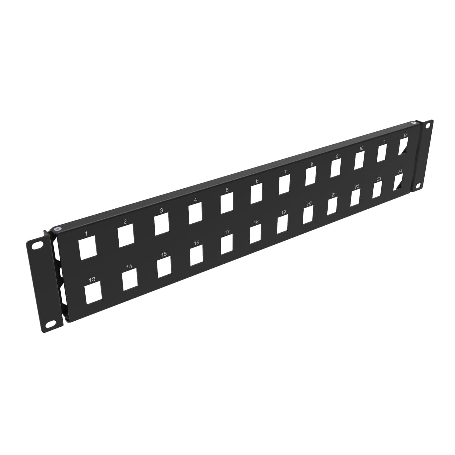QiaoYoubang 2U Hinged 24-Port Blank Keystone Patch Panel Metal for 19" Rackmount Housing, Black(2U24HolesBP)