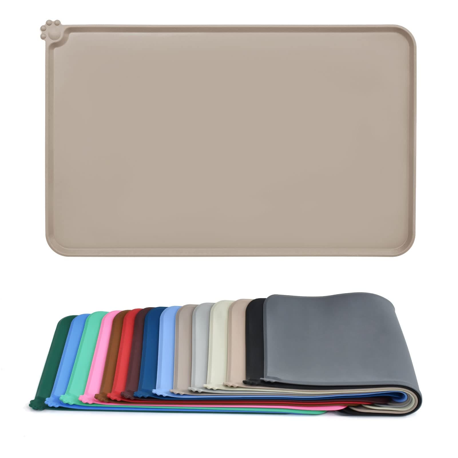 AUDWUD Waterproof Silicone Pet Feeding Mats,Anti-Slip Dog Food Bowl Pad