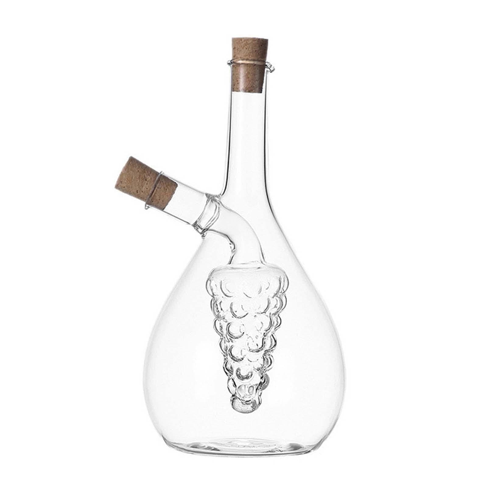 Fenteer Oil and Vinegar Dispenser Bottles Cruet, Kitchen 2 in 1 Glass Oil and Vinegar Dispenser
