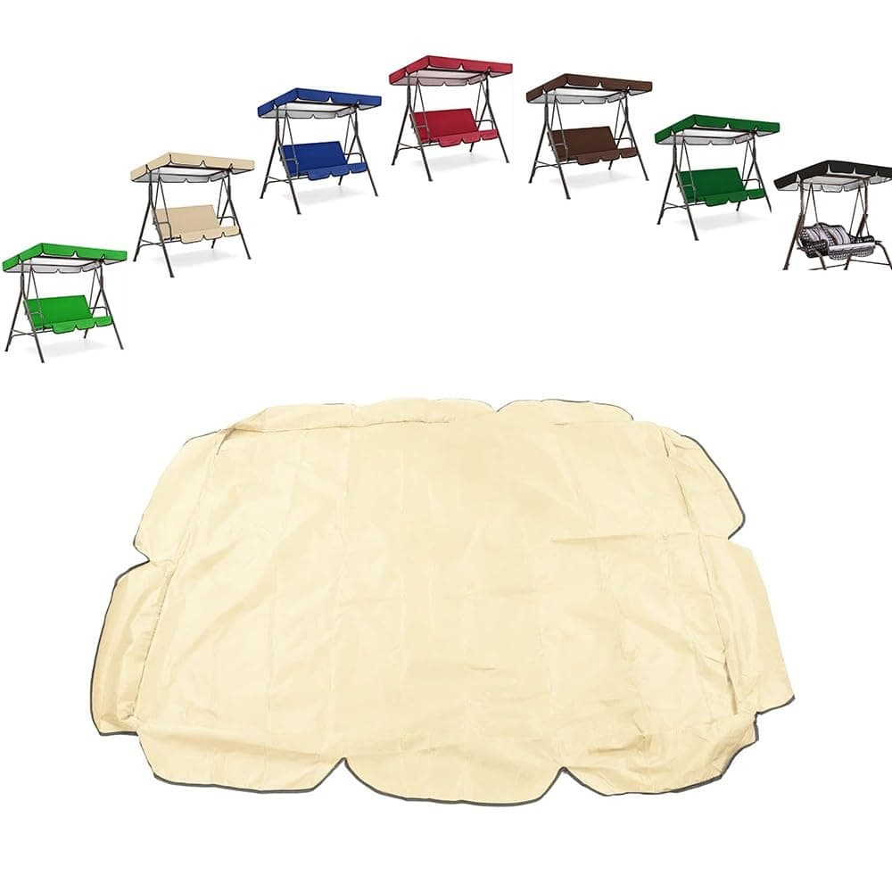 65"×44" 55"×47" 75"×52" 77"×49" Porch Swing Canopy Waterproof Replacement Top Cover, Sun Shade Awning Cover for Outdoor Garden Patio Yard(Beige,77x49in-195x125cm)