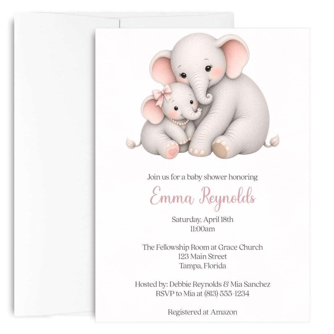 The Invite Lady Little Peanut Baby Shower Invites Customizable Girl Elephant Invitations (12 count)