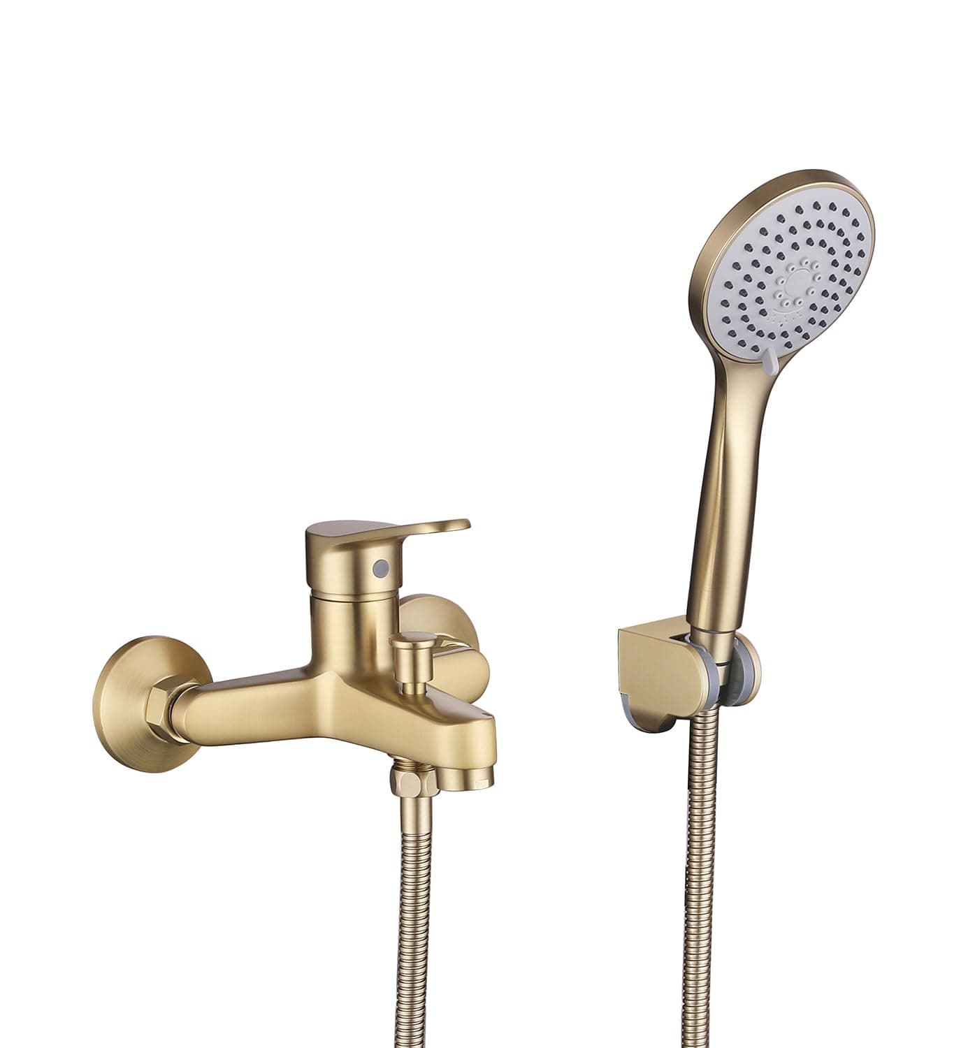 Weshi Bathtub Faucet with Handheld Shower, Wall Mounted 3-Spray Mode Leak-Free Solid Brass Tub Filler Set with Stainless Steel Hose, Single Handle Deck Mount 6-Inch Centers