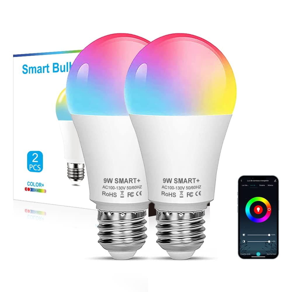 DAHAN Focos Inteligentes Alexa, Control Remoto de Cozylife Control de Voz, WIFI & Bluetooth Bombilla Inteligente Multicolor Compatible con iOS, Android, Alexa y Google Home, E27 9W Foco Led 2.4Ghz(2)