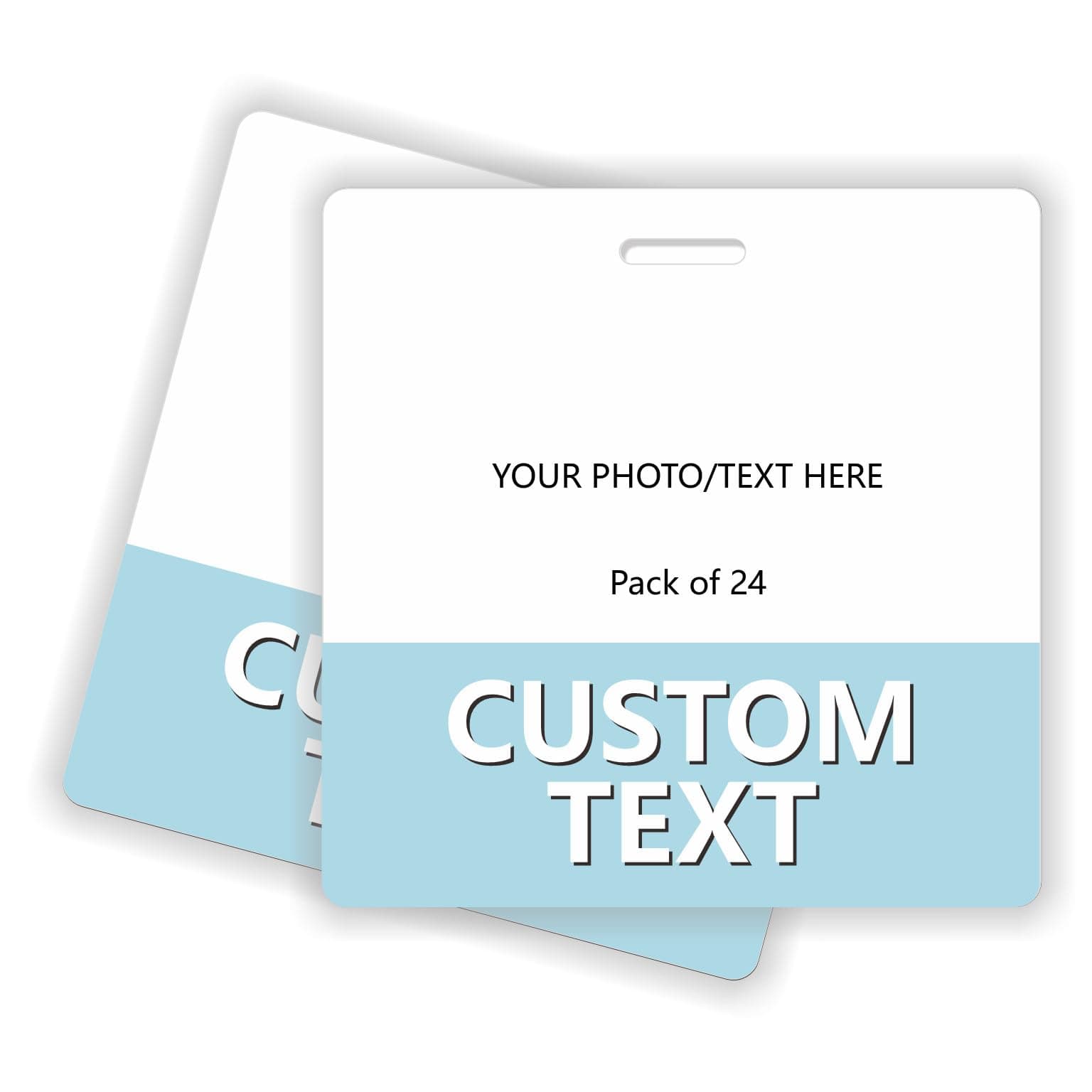 Custom Printed Badge Buddy - in Light Blue- Horizontal (24 Pack) - Print On Both Sides - Durable and Water Resistant Ideal for Teachers, Nurses, Doctors, Security, Visitor,Work Badge,Event
