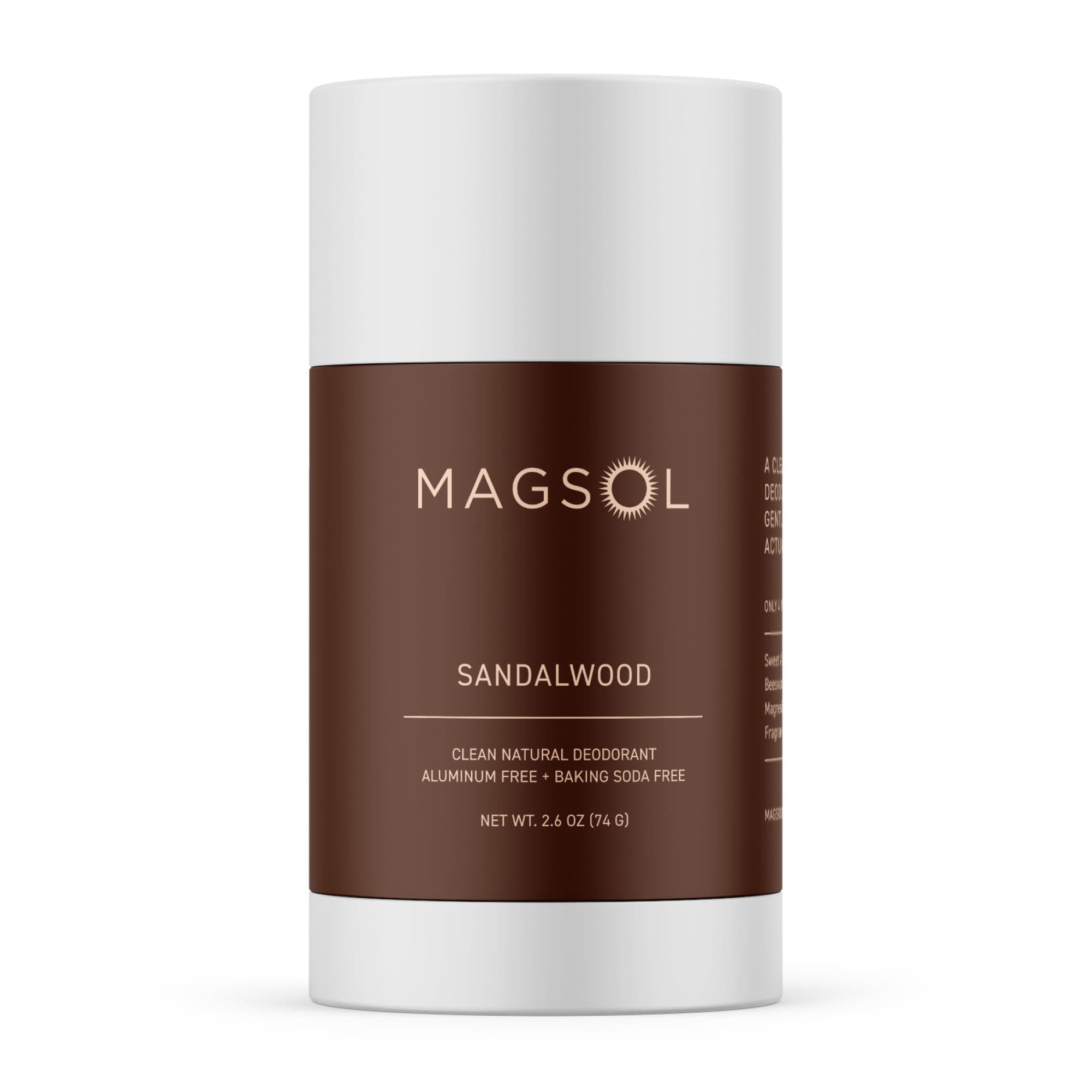 MAGSOL Natural Deodorant for Men & Women - Mens Deodorant with Magnesium - Perfect for Ultra Sensitive Skin, Aluminum Free Deodorant for Women, Baking Soda Free 3.2 oz (Sandalwood)