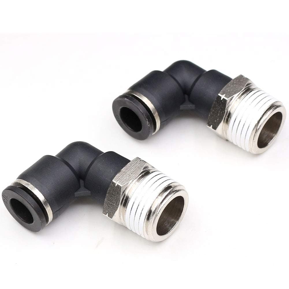 CEKER 5/32 Elbow Male Airlines Push Fittings 90 Degree Push to Connect Fittings Air Fittings, PL 5/32 Tubing Od x 1/4" Npt Thread Pneumatic Push in Connectors Quick Connect Tube Fittings 2Packs