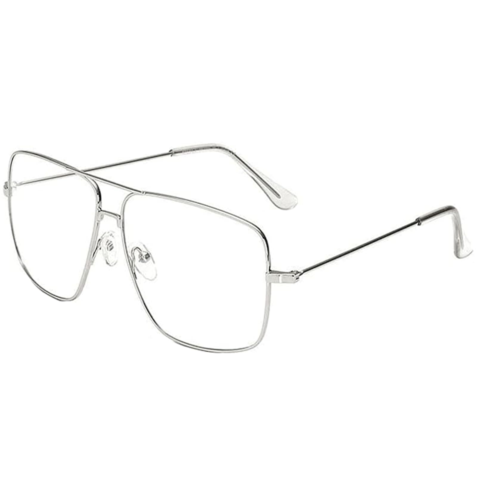 EBJDE Aviator Blue Light Blocking Glasses for Women Men Metal Square Frame Eyeglasses with Fashion Clear Lense