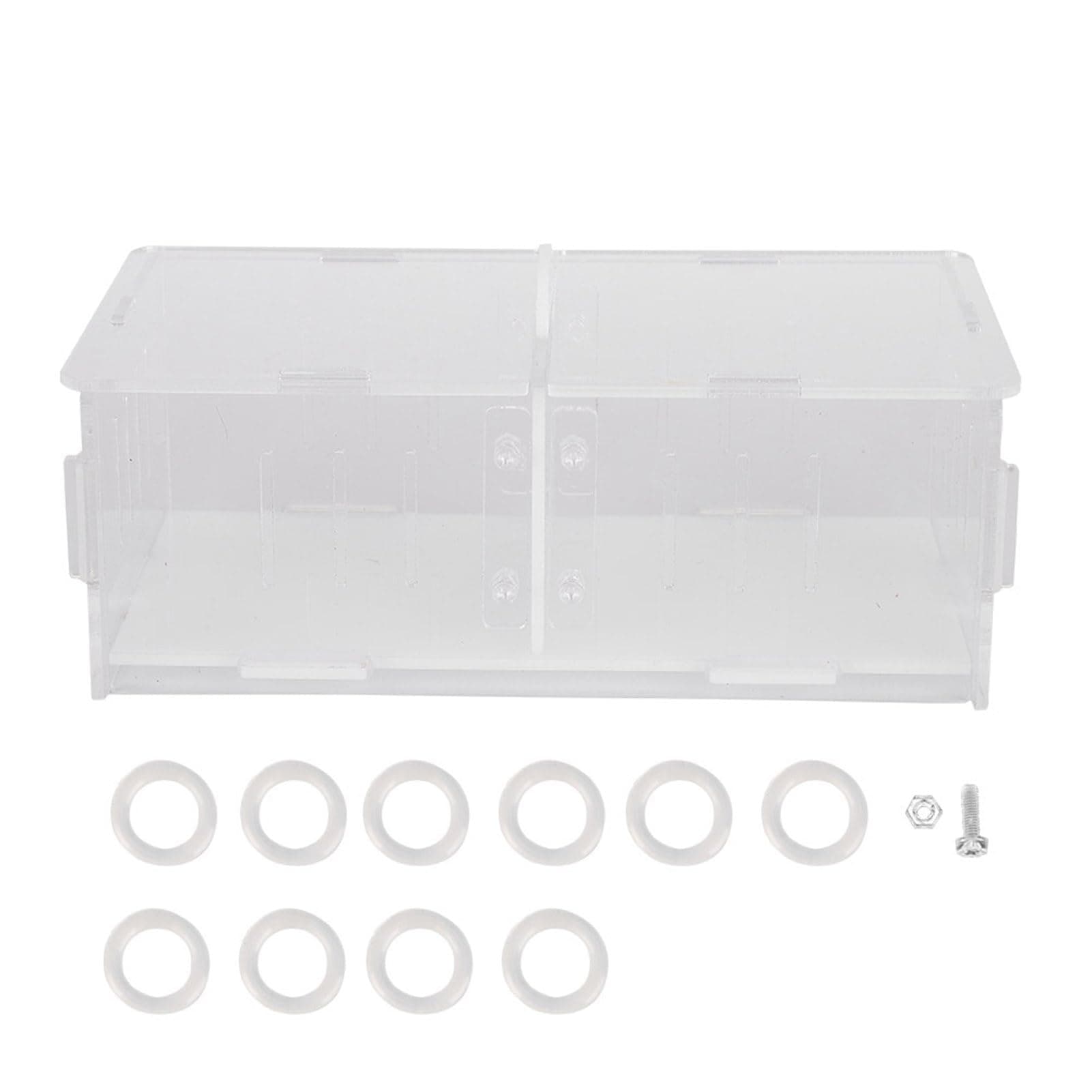 Acrylic Reptile Breeding Box, Landscaping Feeding Box for Fighting Crickets, Transparent Reptile Box with Movable Partition and Dual Opening Covers, Easy to Clean and Carry