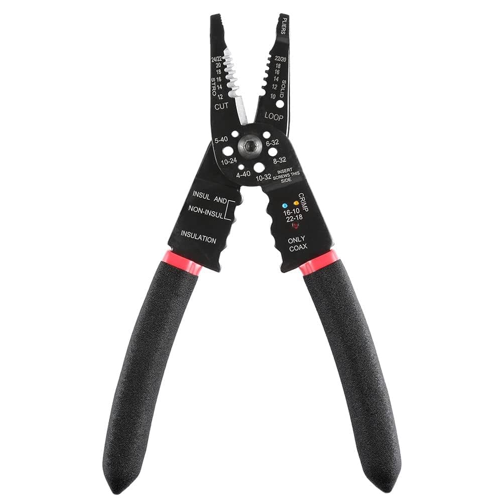 Solsop Self-Adjusting Wire Stripper Tool, 8-Inch Wire Cutter & Crimper, 10-24 AWG Electrical Multi-Function Cable Stripping Tool for DIY & Professional Use