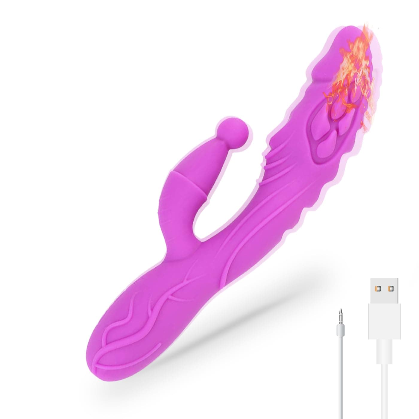 Vugmvig G Spot Couple Heating Vibrator,Clitoris G-spot Stimulation,Waterproof 4.72"" Length Dildo with 10 Powerful Vibrations,Charging Stimulator for Women Couple Fun, Romantic Purple