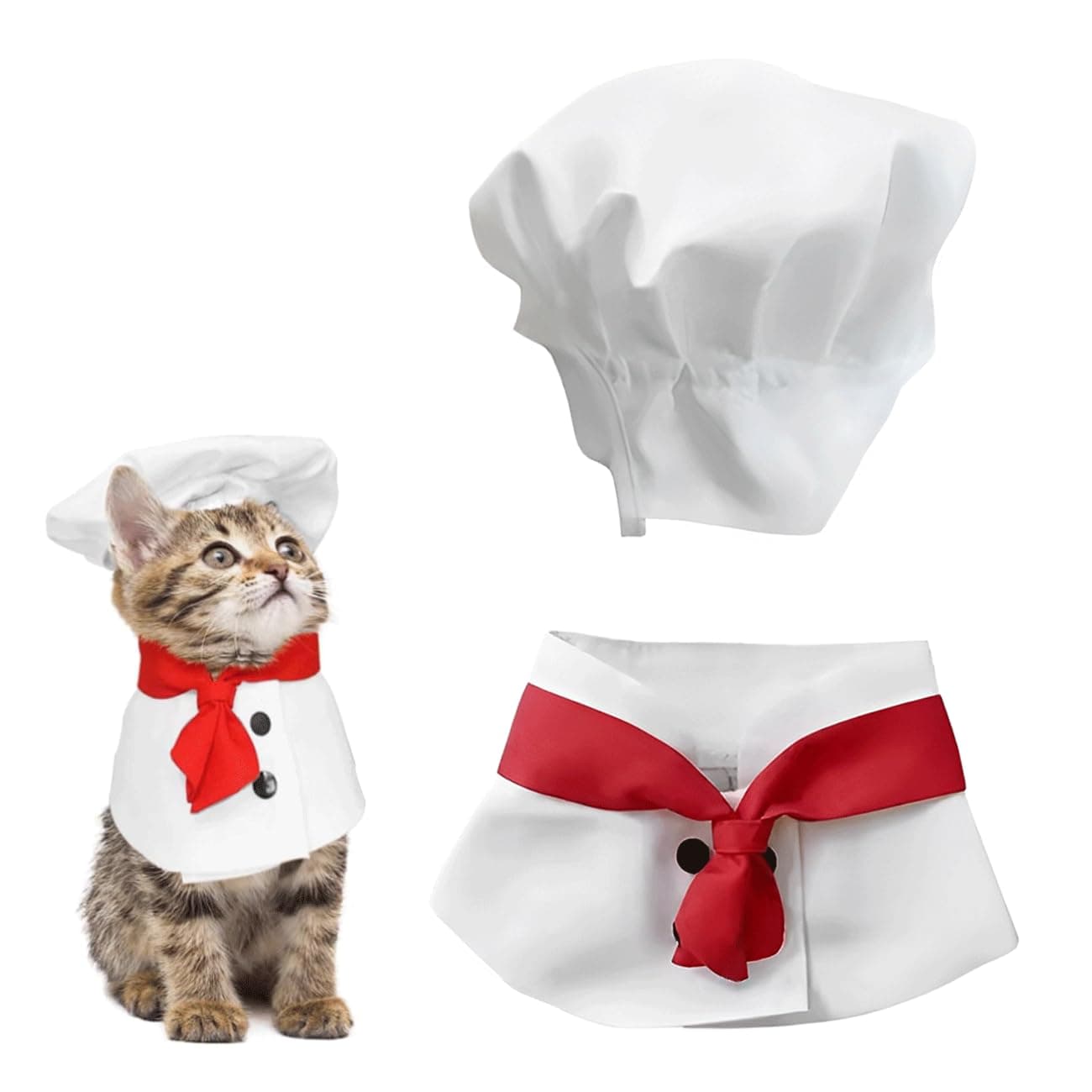 1 Pcs One Set Pet Chef Hat and Pet Clothing, Adjustable Pet Chef hat for Cats or Dogs, Photography Prop, Funny Chef Style Pet Headwear, Pet Accessories, Dog Hats, Dog Apparel and Accessories (Small)