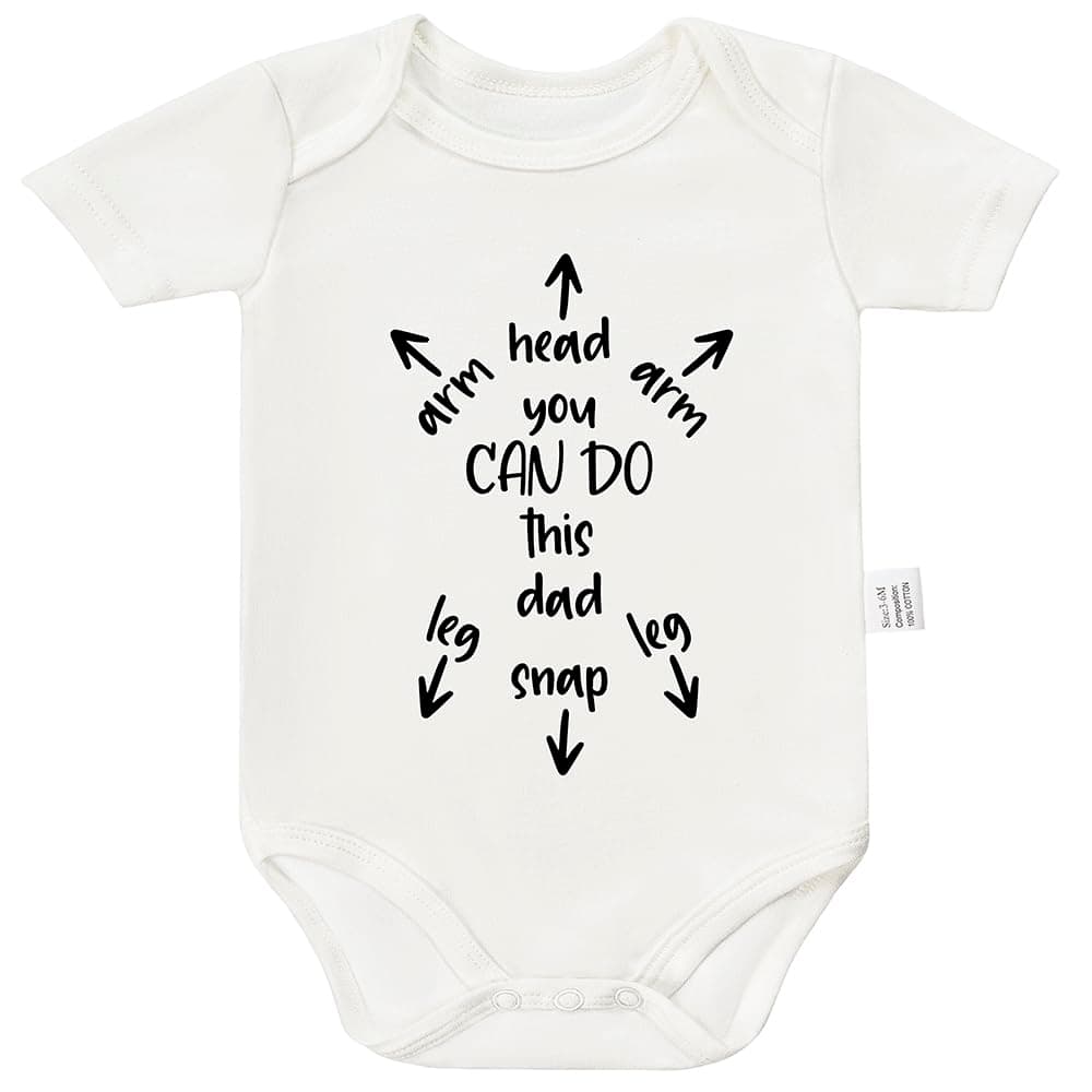 RETKCUL You Can Do This Dad Funny Bodysuit, Daddys Girls Baby Clothes, Newborn Boy Gifts Cotton Romper Outfits 0-24 Month, White, 12-18 Month