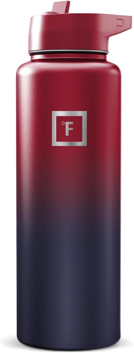 IRON °FLASK Insulated Water Bottle with Straw Lid - 40 Oz Cold 24hrs & Hot 12hrs Drinks - Vacuum Leakproof Double Walled Stainless Steel - Travel Sports Gym Camping & Hiking Hydration Flask