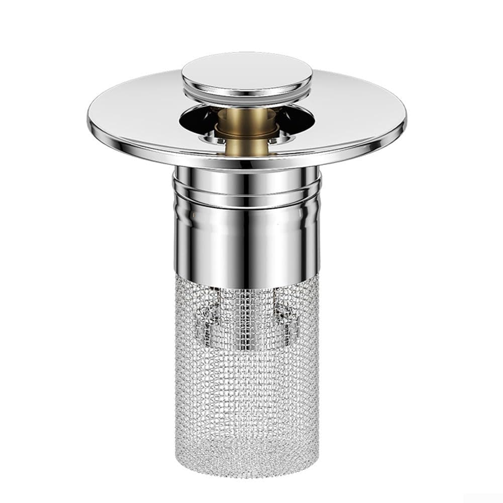 Multipurpose Bathroom Sink Drain Stopper 2PCS, Pop-Up Brass Core Strainer with Anti-Clog Basket, Fits 28mm & 33mm Holes, ABS Construction, Efficient Drain Filter for Washbasin, Sink and Shower Tub