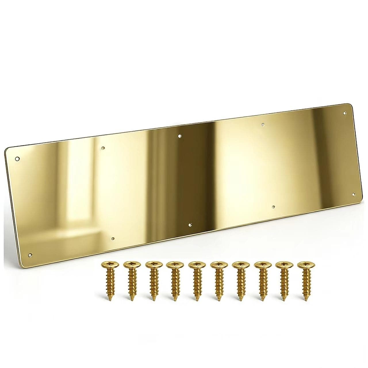 Door Kick Plate, Metal Kickplate for Bottom of Door,6x34 inch Aluminum Metal Plate Rounded Corners for Interior and Exterior Doors (Gold)