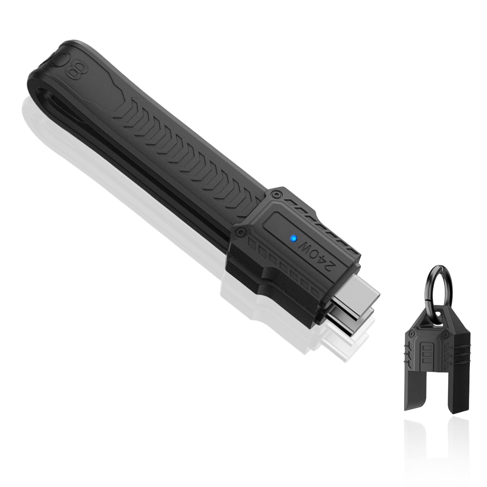 Danfetsoy Short USB C Cable Portable Keychain 5 inch, 80Gbps 240W 8K@60Hz Keychain Type C USB4 Data Thunderbolt 5 Cable,Thunderbolt 4/3 Compatible, for iPhone Series, MacBook Pro, Galaxy, Black