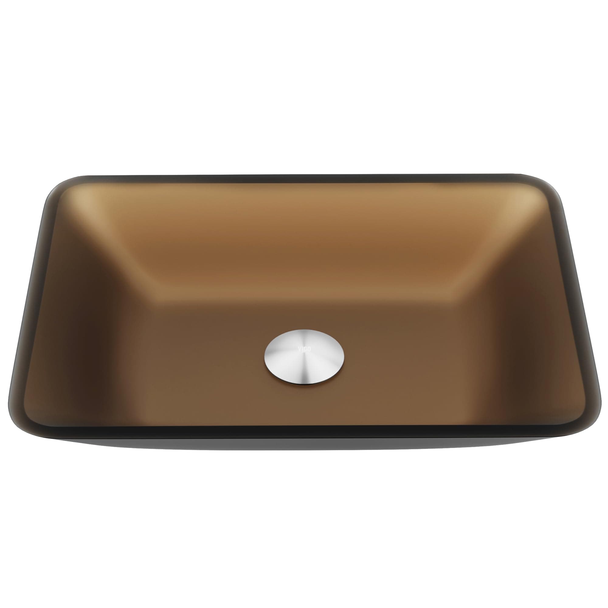 VIGO VG07091 18 in. L x 13 in. W x 4 in. H Amber Sottile Rectangular Glass Bathroom Vessel Sink